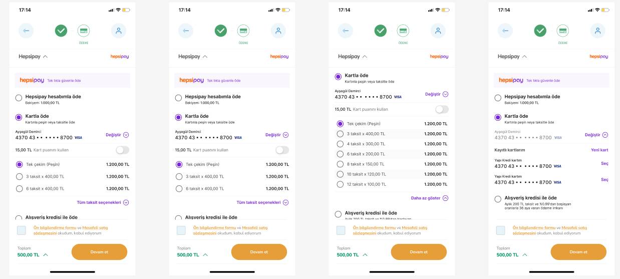 Hepsipay UX Akışı – Kartla Öde